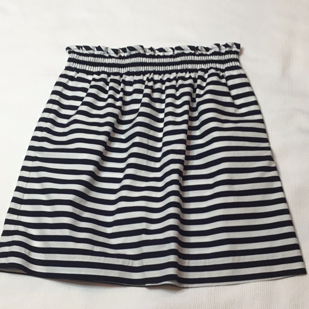 JCrew navy/white striped skirt